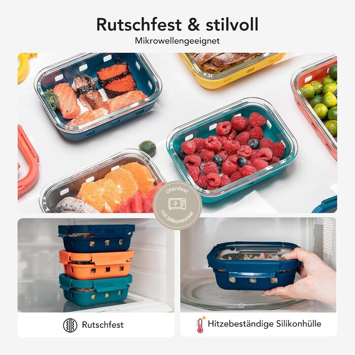 Скляні контейнери для зберігання їжі з кришками (набір) – Meal Prep, мікрохвильова піч, холодильник, посудомийна машина. Прозорі банки для кухні, офісу, сім'ї