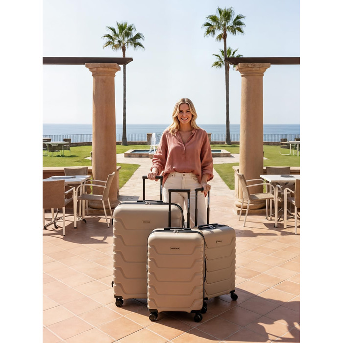 Набір валіз SMARTBOX Hartschalen 3 шт. | Розширюваний, з TSA-замком, з поліпропілену | Beige (Edition 01)