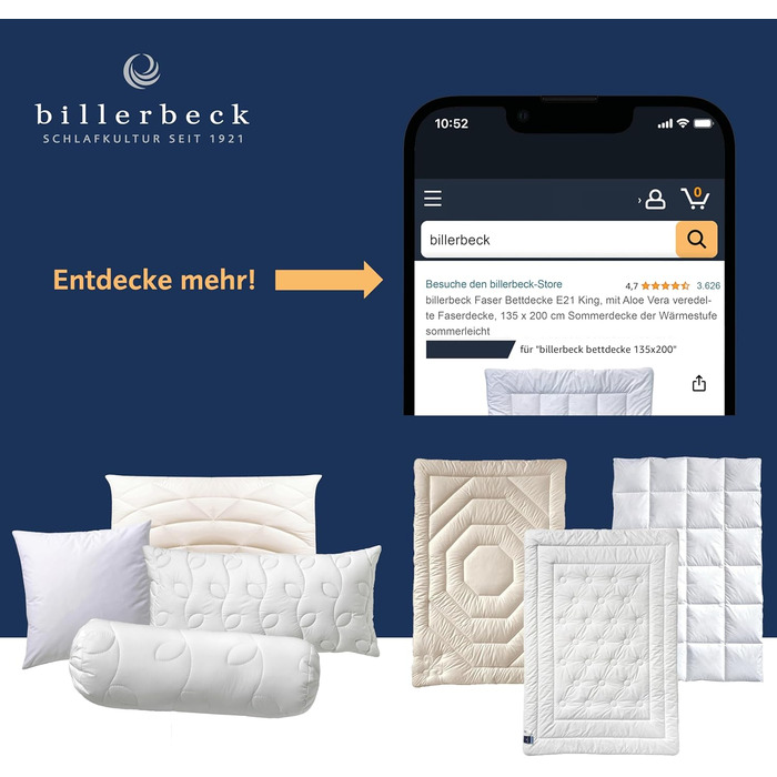 Ковдра billerbeck Faser E21 King з алое вера, всесезонна, середня теплість, 135x200 см, біла