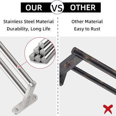 Тримач для рушників YUMORE, подвійний, з нержавіючої сталі, 80 см, для ванної кімнати та кухні