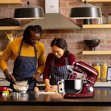 Fentic 2000W Stainless Steel Stand Mixer with 6.2L Bowl - Includes Dough Hook, Whisk, Beater & Splash Guard - Red