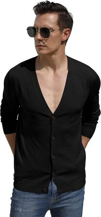 Чоловічий светр Hisir з V-подібним вирізом, легкий та елегантний, чорний, розмір M