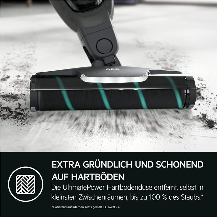 AEG HYGIENIC 5000 AS52HP25SH Cordless Vacuum Cleaner / 2in1 / Pleasantly Quiet at 80 dB(A) / 58% Recycled Material / Up to 55 Minutes of Runtime / Automatic / Self-Standing / Suitable for All Floors / Includes Accessories, White Model 2023 25.2V White Complete Accessories