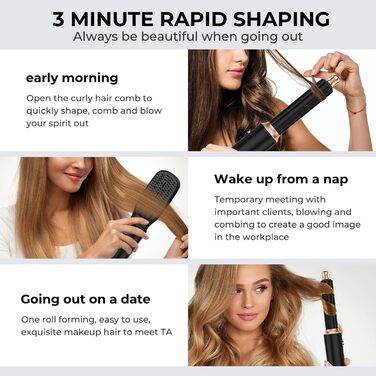 Фен-щітка 6 в 1 для волосся, Airstyler Set, автоматичний локонів, термощітка, фен, для жінок, чорний