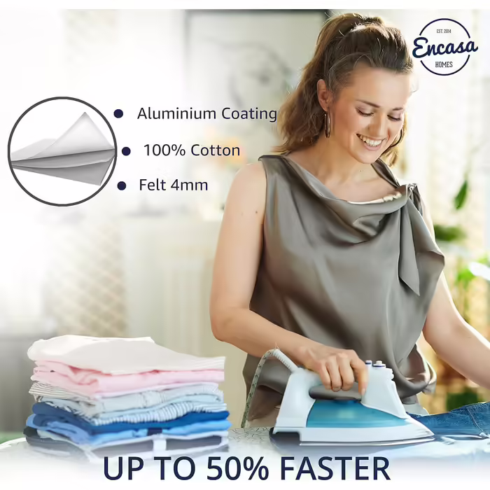 Encasa Homes Ironing Board Cover 'Luxury Line' with extra thick padding (suitable for standard boards of the size Medium, 112x34 cm) Green Roses - Replacement for House & Hotel