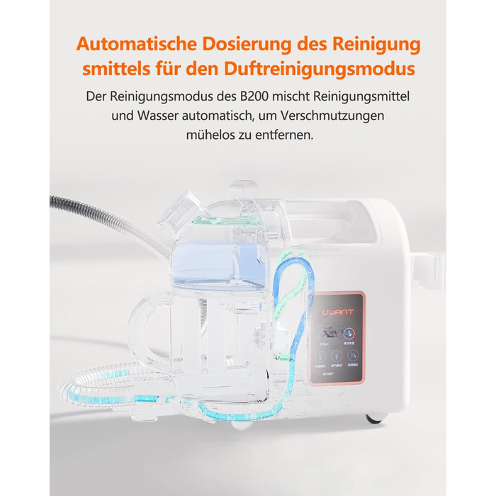 UWANT Теперішній пилосос для килимів, для диванів, килимів, м'яких меблів, мокрий/сухий пилосос з сильною потужністю всмоктування 12000Pa, 70dB (B200-білий-з щіткою для прасування)