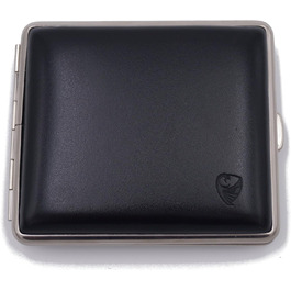 GERMANUS Cigarette Case, Made in Germany, Black Leather, 85 mm II