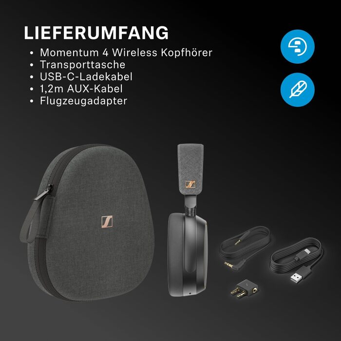 Навушники бездротові Sennheiser Momentum 4 Wireless з шумозаглушенням, Bluetooth, чорно-мідні