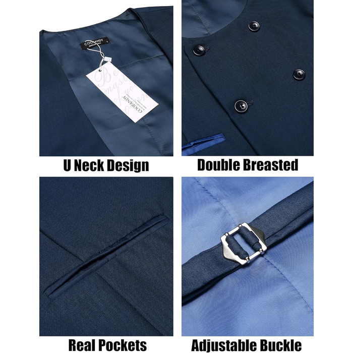 COOFANDY: Дворядний піджак з V-подібним вирізом (S, Синій)