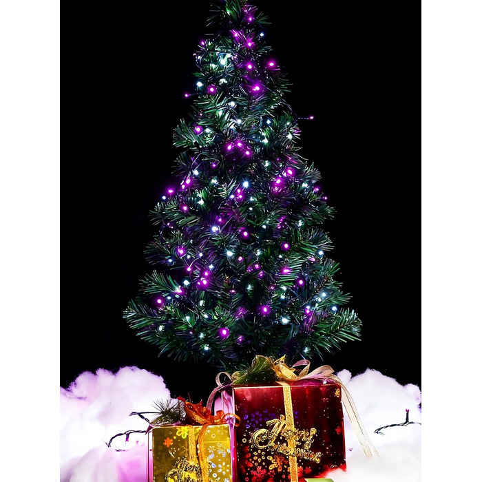 LED гірлянда WISD 13м, 200 LED, рожево-біла. Диммування, 12 режимів, таймер, EU штекер. Декоративне освітлення для дому, балкону, саду.