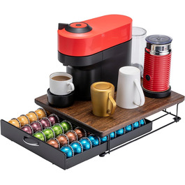 Підставка для капсул Nespresso Vertuo з дерев'яною кришкою - 50 капсул
