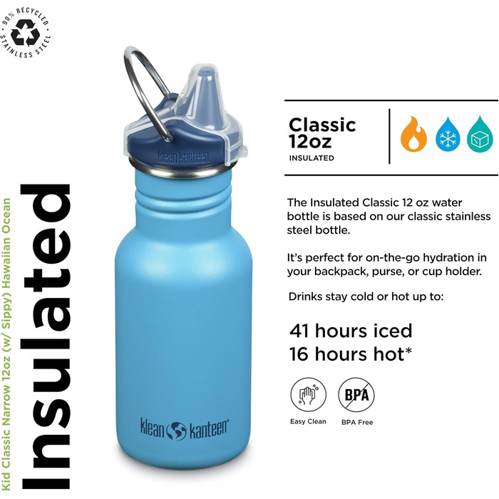 Klean Kanteen Classic Narrow Water Bottle Hawaiian Ocean 355 ml