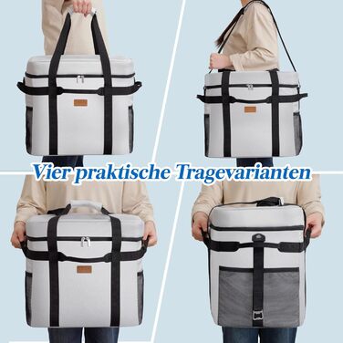 Lifewit Cooler Bag Foldable Picnic Bag for Food & Drinks, Portable Ice Bag for Men, Women, Insulated Thermal Bag for Work, Picnics, Camping (40L, Silk Grey)