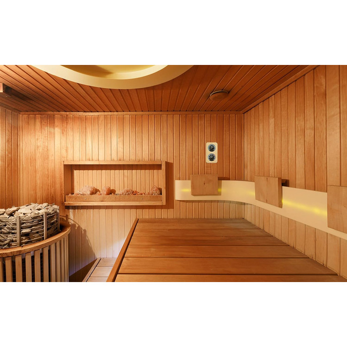 TFA Dostmann Sauna Thermo-Hygrometer Hair-Synthetic, 40.1004, heat-resistant, made of solid wood, L 131 x W 34 x H 240 mm Black, Wood