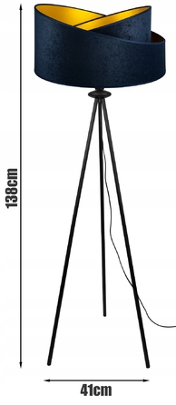 Підлоговий торшер Glimex з абажуром, патрон E27, 60 Вт, чорний з жовтим
