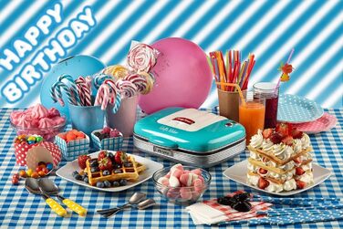 Ariete Party Time 700W Electric Waffle Maker - Non-Stick, Blue