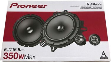 Автомобільна акустика Pioneer TS-A1600C 16,5 см, 2-смугові компонентні динаміки, 350 Вт, потужний звук, високий ККД, монтаж 59 мм, з решіткою