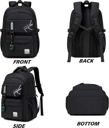 Шкільний рюкзак для хлопчиків та дівчаток-підлітків. Підходить для дітей 8-14 років. Великий, місткий, для школи, гімназії, подарунок. Чорний.