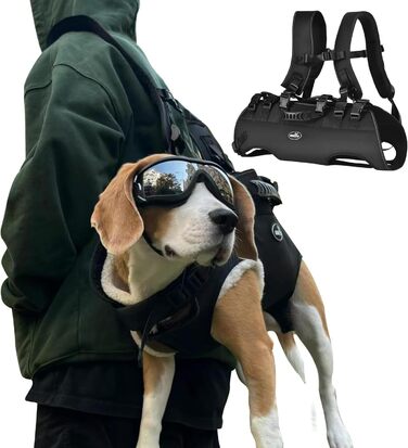 Сумка-переноска для собак великих порід Wakytu, 30-40 кг, чорна. Ідеально для транспортування, реабілітації та підтримки собак з проблемами суглобів або інвалідністю.