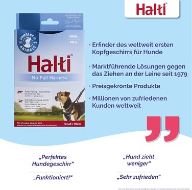 Нашийник для собак HATI No Pull Anti-Zug, великий розмір - запобігає потягування, з регульованою грудною та стегновою стрічкою, світловідбиваючий матеріал, чорний, S