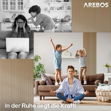 Акустичні панелі Arebos 120x60 см, настінна ламельна панель під дерево для стін та стелі, шумопоглищаючі панелі для покращення акустики приміщення, дуб (набір 2 шт.)