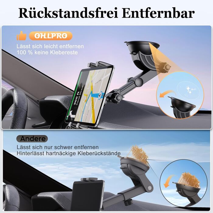 Тримач для планшета в авто OHLPRO: універсальний, для iPad, Galaxy Tab, Switch, 5-13 дюймів