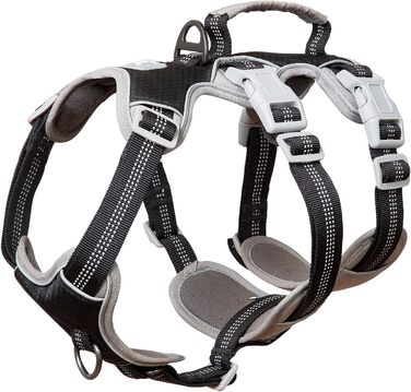 Нашийник для собак Huntboo, великі породи, анти-злам, світловідбиваючий, водонепроникний, регульований, для прогулянок та бігу (Чорний, L, упаковка з 1)