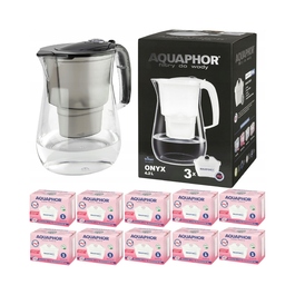 Фільтр-кувшин для води Aquaphor Onyx, чорний + 10 змінних картриджів Maxfor+ Mg
