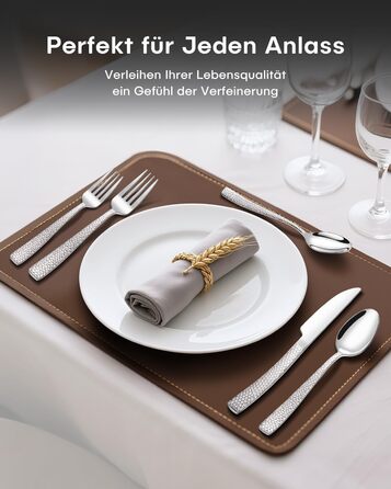 Набір столових приборів Honkku для 6 осіб, 30 предметів, чорний, з нержавіючої сталі, з обробленим ручним молотком, миється в посудомийній машині