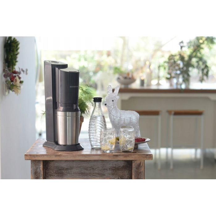 Сифон для води SodaStream Crystal 2.0, скляний графин + балон CO2, чорний
