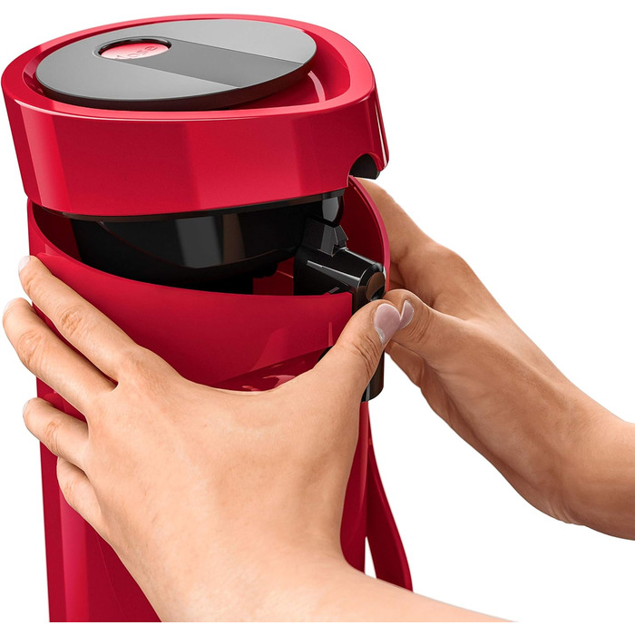 Emsa 515708 Ponza Pump Thermos, Insulated Carafe, Thermos Flask, 1.9L Capacity, Insulated Mug, Pressure Lever, Detachable Drip Tray, Red, 17 x 16.5 x 39 cm