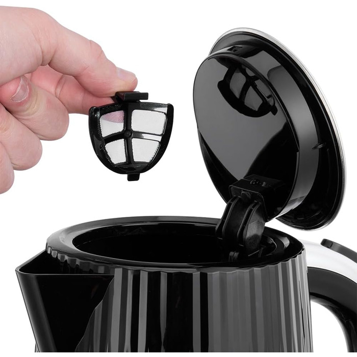 Russell Hobbs Kettle [1.7L 2400W] Eden White, Stainless Steel Accents (Removable Scale Filter, Push-Button Lid Opening, Water Level Indicator, Illuminated Switch, BPA Free) Teapot 27360-70 (Black)
