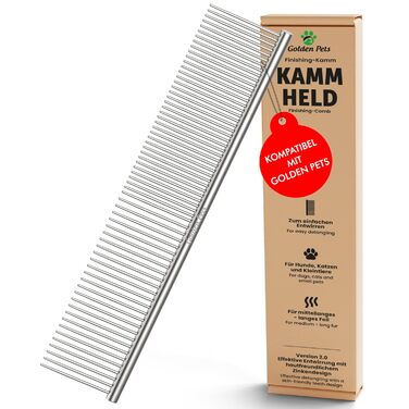 Зубна щітка для собак та котів з захисними нопочками - видаляє підшерсток, ковтуни та вузли. Ідеально для довгошерстих порід, наприклад, кокапу, пуделів. Розмір M-L, професійний гребінь L.