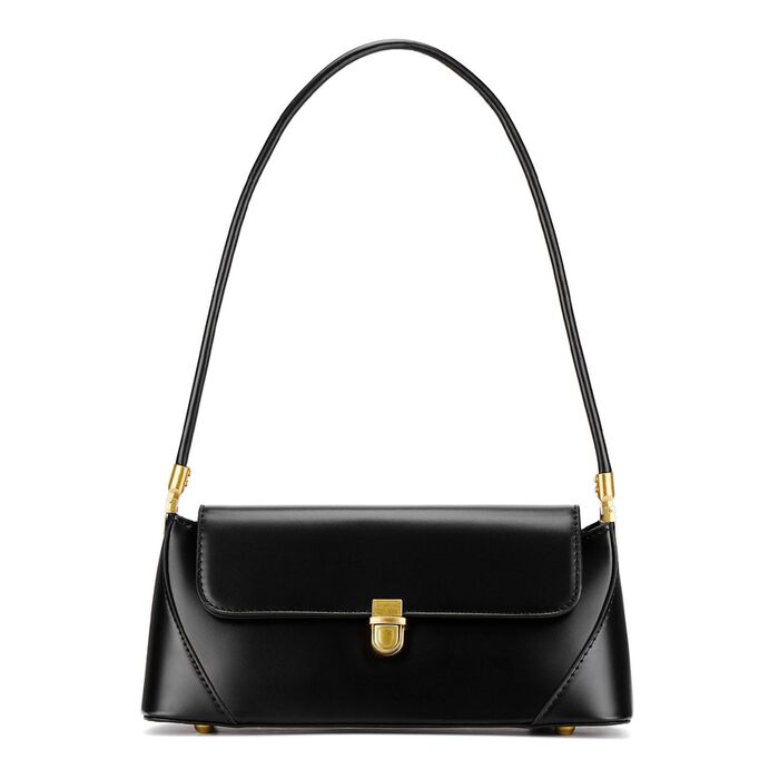 Жіноча сумка-клатч вінтажний стиль, екошкіра, чорна. Сумка через плече з пряжкою