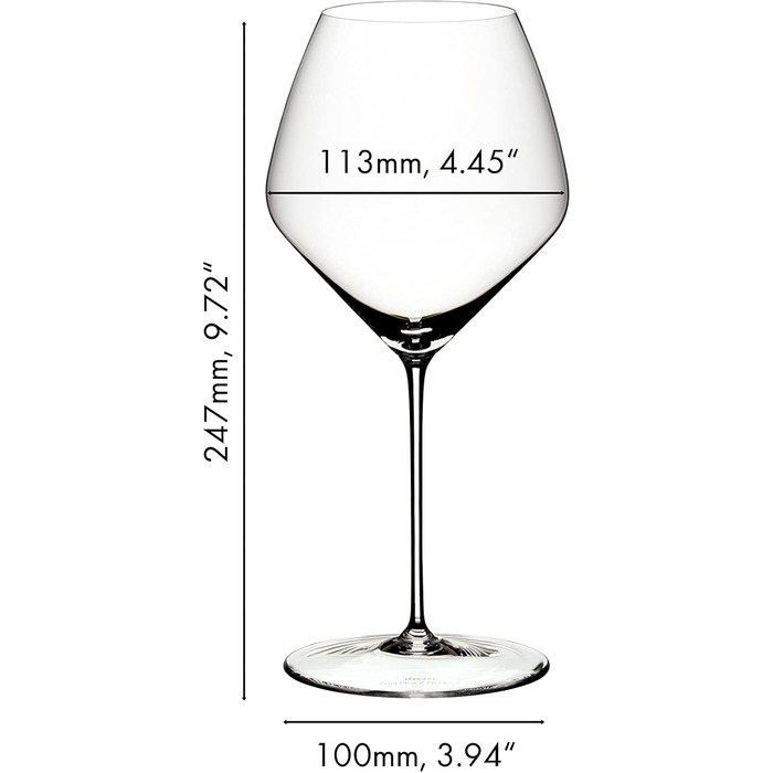 RIEDEL Veloce Pinot Noir/Nebbiolo Wine Glass Set, 2-Piece, Crystal Glass, premium machine-made