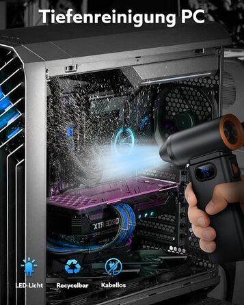 Електричний пилосос для повітря Metall Air Duster 180000RPM з акумулятором 8000mAh, 4-ступенева регулювання, для ПК, клавіатури, авто та відпочинку на природі