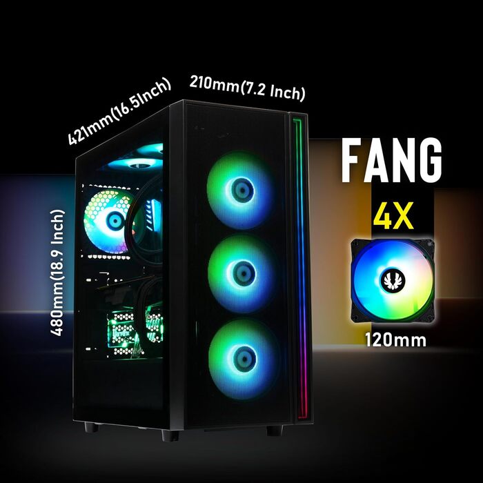 Корпус ПК Mid Tower BITFENIX Fang ARGB (Чорний)