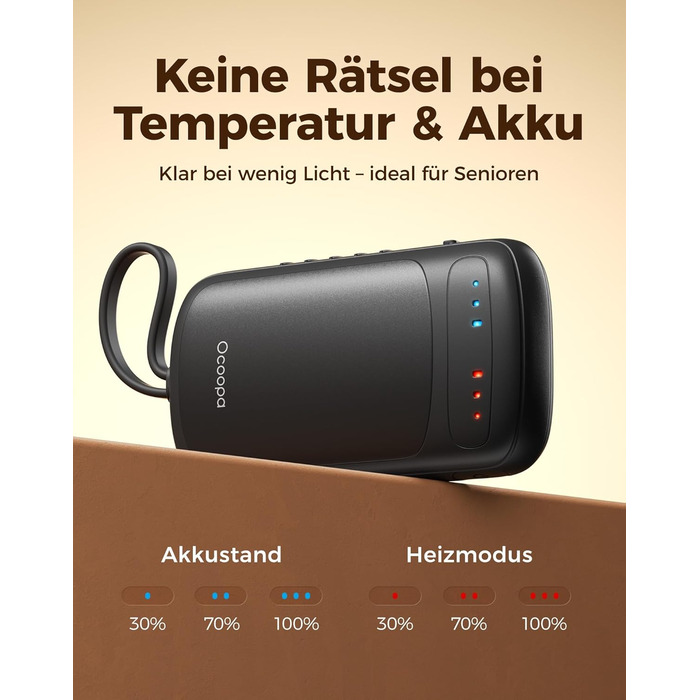 Електричний грієчка OCOOPA DuoHeat: 8 годин роботи, 67г, для кемпінгу, полювання, подарунок чоловікам