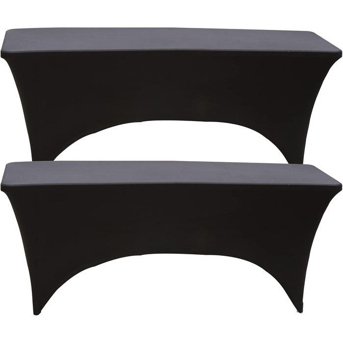2 Pieces 1.8 m Spandex Fitted Tablecloth, Stretch Spandex Elastic Table Cover, Washable Rectangular Spandex Close-Fitting Tablecloth - Black for Banquet, Wedding, Event, Cocktail (black)