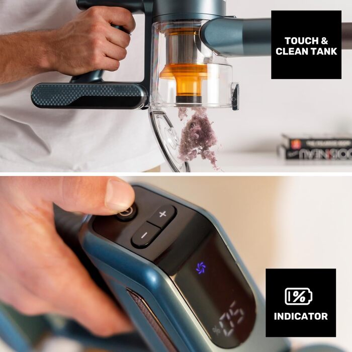 Електричний акумуляторний підмітач Taurus HVCA72592B, блакитно-сірий, з хромованою та мідною фурнітурою