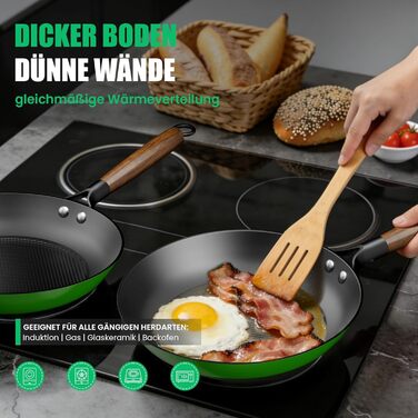 Чавунна сковорода YUTANN для індукції, газу, електроплити 20/24/28 см. Без PFOA/PFAS, з антипригарним покриттям