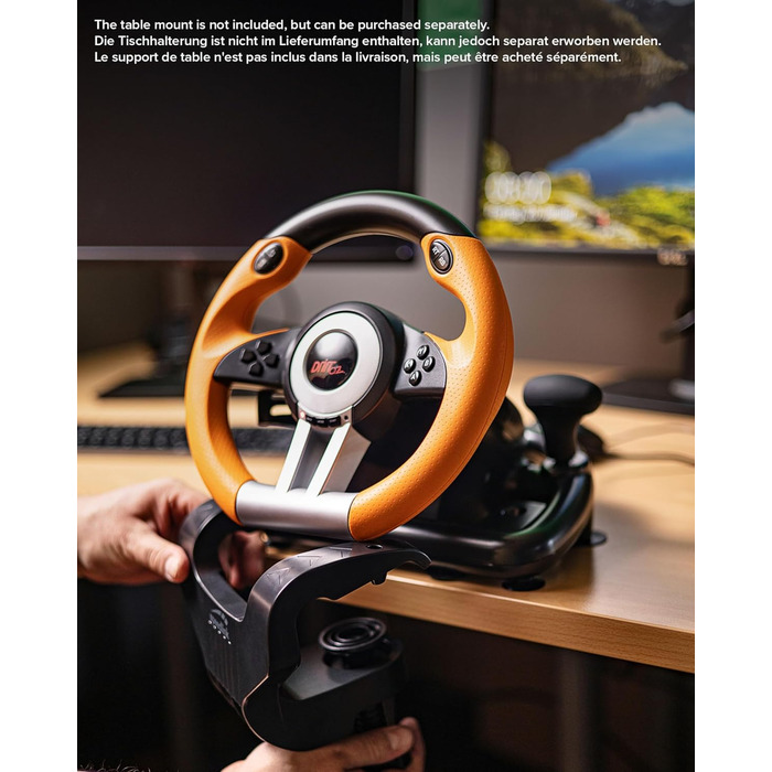 Speedlink DRIFT O.Z. Racing Wheel - Гоночний кермо з педалями та перемиканням передач для ПК, Force Feedback, чорний/оранжевий