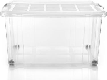 BigDean 4-Piece 60L Storage Boxes with Lid Large Steel - Stackable, Robust Box, BPA-Free - Rollable Storage Box with Secure Click Closures - Made in Germany (White)