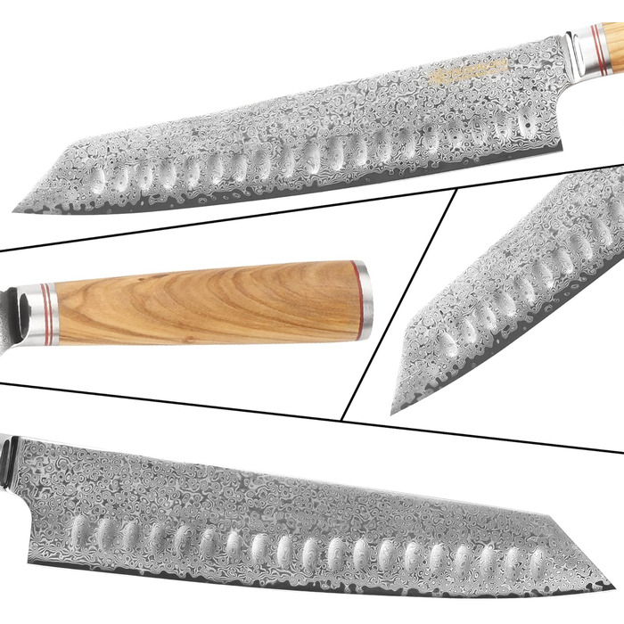 Японський ніж YOUSUNLONG Pro Gyuto 255мм з дамаської сталі - професійний кухонний ніж з дерев'яною ручкою та шкіряною піхвою