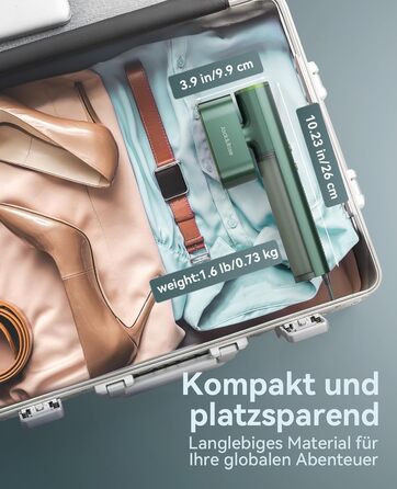 Портативний відпарювач для одягу Steamer 2-в-1 1000W, для глобальних подорожей, зелений