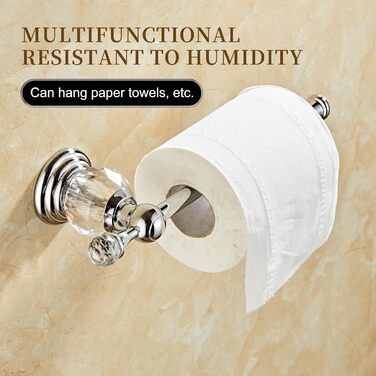 Golden Bathroom Toothbrush Holder, Gold Crystals, Bathroom Hardware (Toilet Paper Holder, Brushed Chrome)