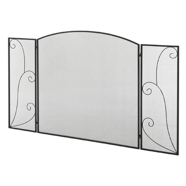 HOMCOM Fireplace Guard, 3-Panel Folding Fire Screen, Spark Screen, Fireplace Protection, Metal, Black, 132.5 x 76.5cm for a Safe Fireplace Area