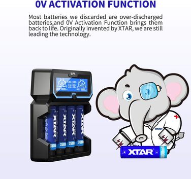 Зарядний пристрій XTAR X4 для Li-ion акумуляторів 18650, 21700, AA/AAA з LCD дисплеєм та функцією Power Bank