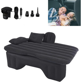 Надувний матрац Auto, чорний, з двома подушками та насосом. Ідеальний для кемпінгу, відпочинку та тематичних вечірок. Пряма форма.