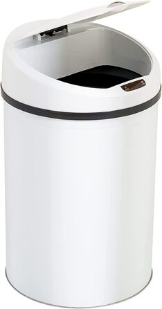 Сміттєве відро Ribelli з датчиком - автоматичне відкривання/закривання, Klemmring для пакетів, знімний кришка, LED-індикатор (30 л, білий/оптимальний для саду)